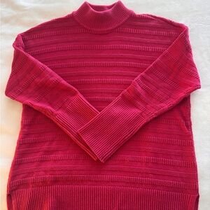 Pink Ribbed Turtleneck Sweater